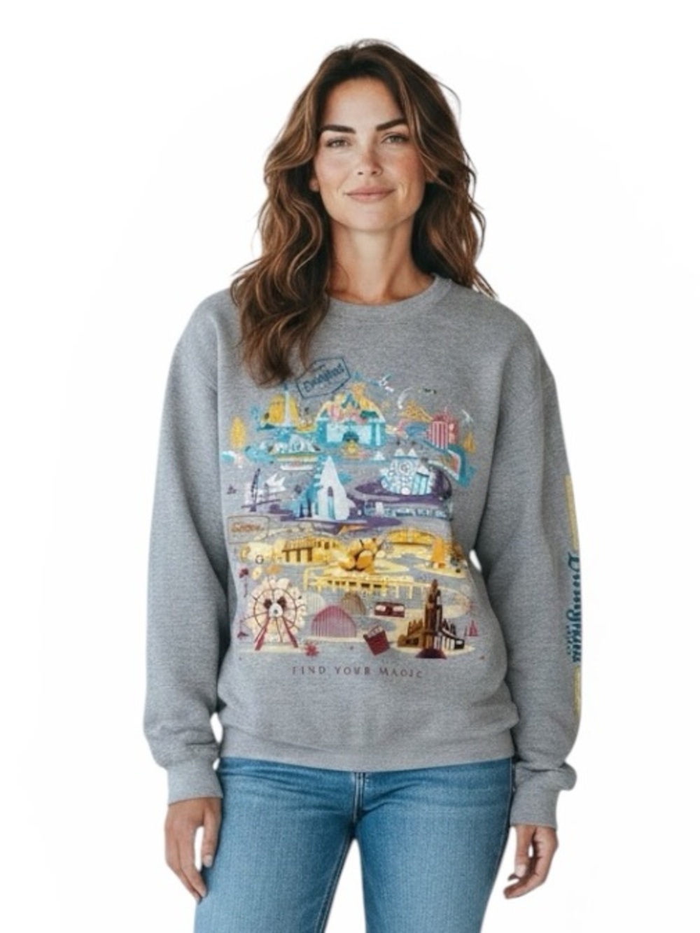 DISNEY Parks Gray Disneyland Graphics Sweatshirt